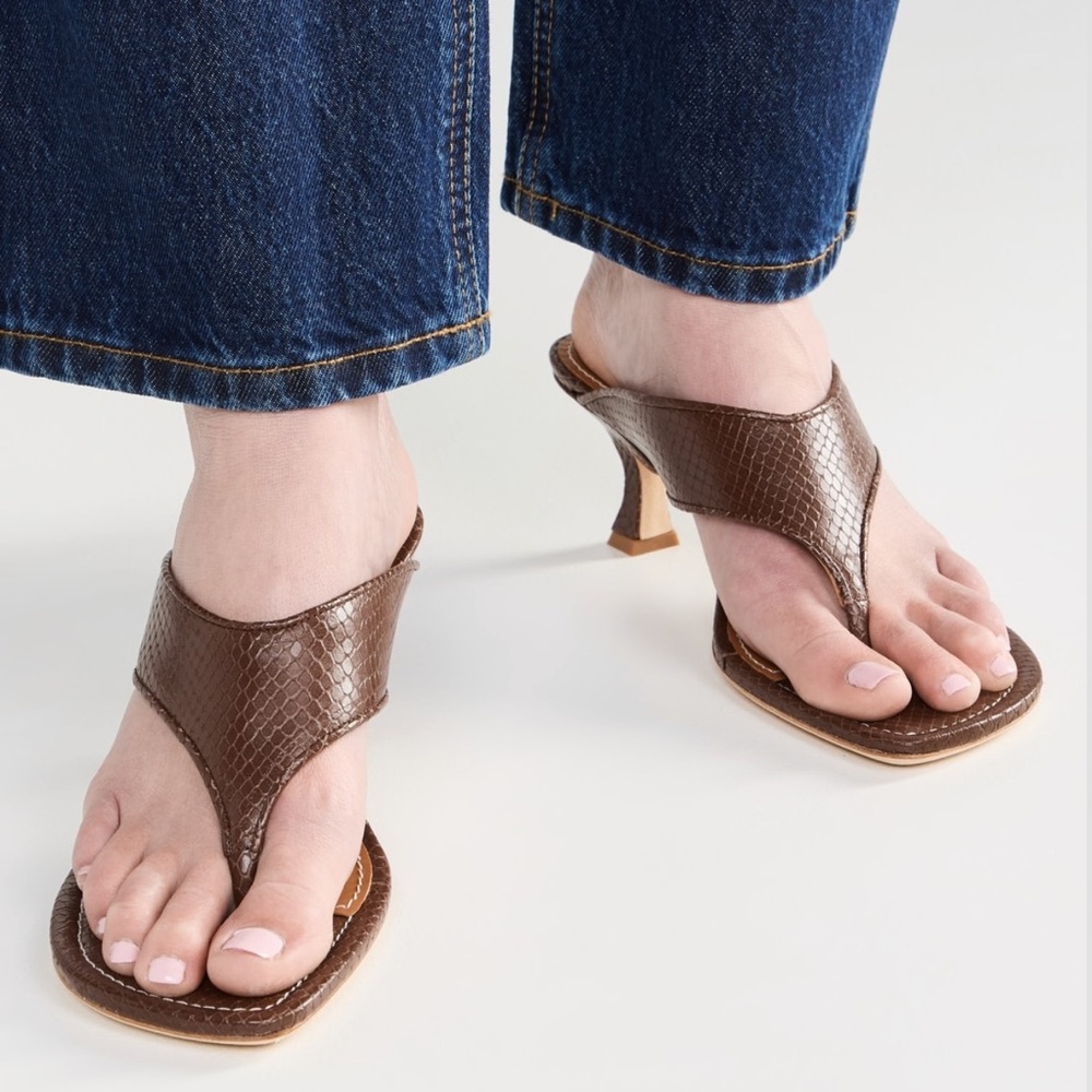 STAUD Natalia Thong Kitten Heel Sandals 35